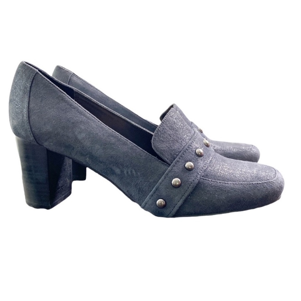 🩶 Donald J Pliner Peggi Studded Metallic Suede Pump 8.5M - Picture 3 of 6